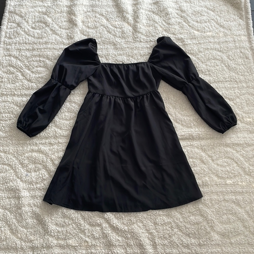 XLUR Black Dress with Puffy Sleeves